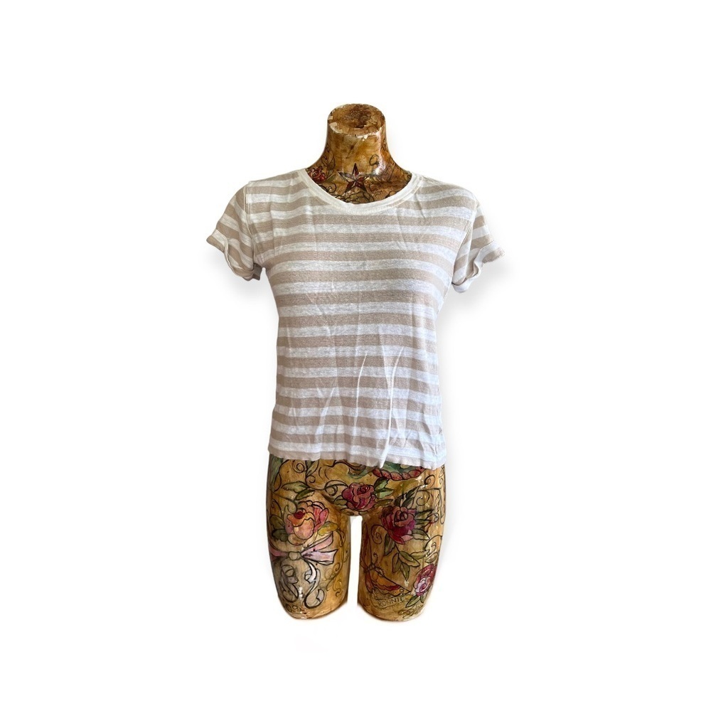 Theory linen top stripes white beige small  no tag inside